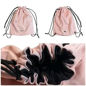 Prada Beauty Paradoxe Reversible Backpack Pink & Black Satin 16”x14” New GWP Prada Beauty VIP GWP Black & Pink Reversible Drawstring  main image 4